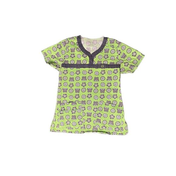 WonderWink Tops - Green and black wonder wink scrub top